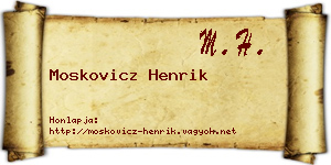 Moskovicz Henrik névjegykártya